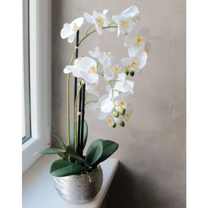 Kunstorchidee Phalaenopsis EMILIA, Dekotopf, weiß, 55cm