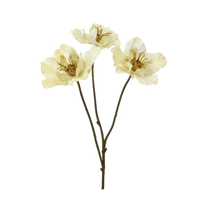 Künstlicher Zweig Christrose FLOMKE, metallic-creme, 55cm