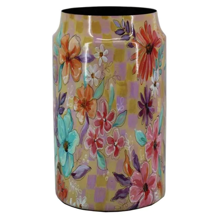 Vase NASTOR mit Blumenmotiv, Metall, bunt, 45cm, Ø24cm