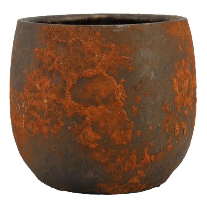 Pflanztopf Keramik AROON mit Maserung, rostbraun, 21cm, 24cm
