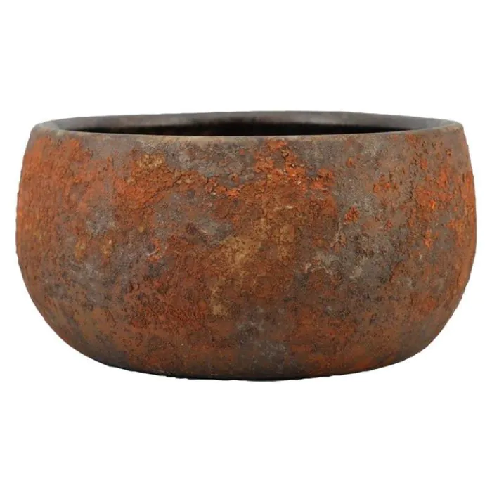Pflanzschale Keramik AROON mit Maserung, rostbraun, 14cm, Ø29cm