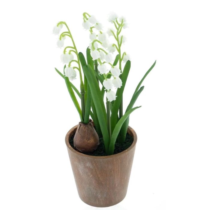 Kunstblume Maiglöckchen CHIKI mit Zwiebel, Dekotopf, weiß, 25cm
