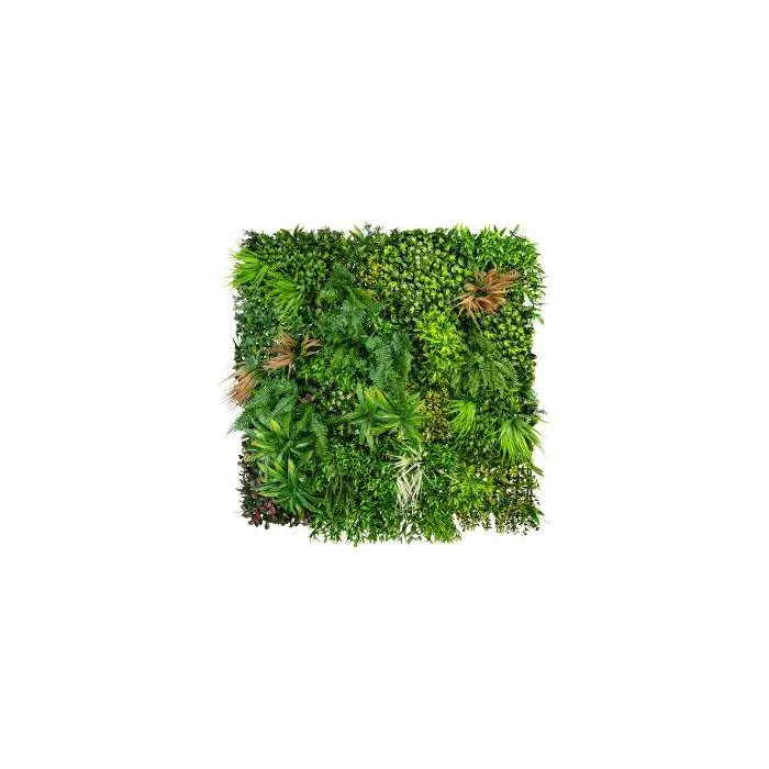 Kunstpflanzen Matte / Hecke LEILAI, Blüten, crossdoor, grün-weiß-rot, 100x100cm