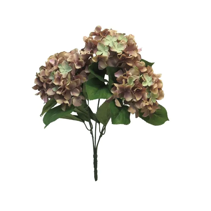 Knstliche Blume Hortensie LINJIA auf Steckstab, braun-grn, 45cm