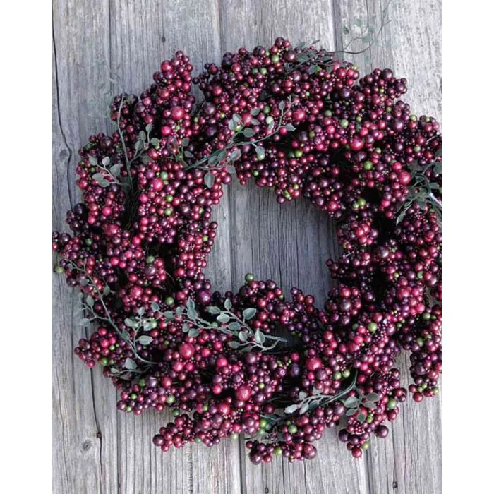 Knstlicher Schneebeeren Kranz VIDAR, Frchte, violett, 40cm
