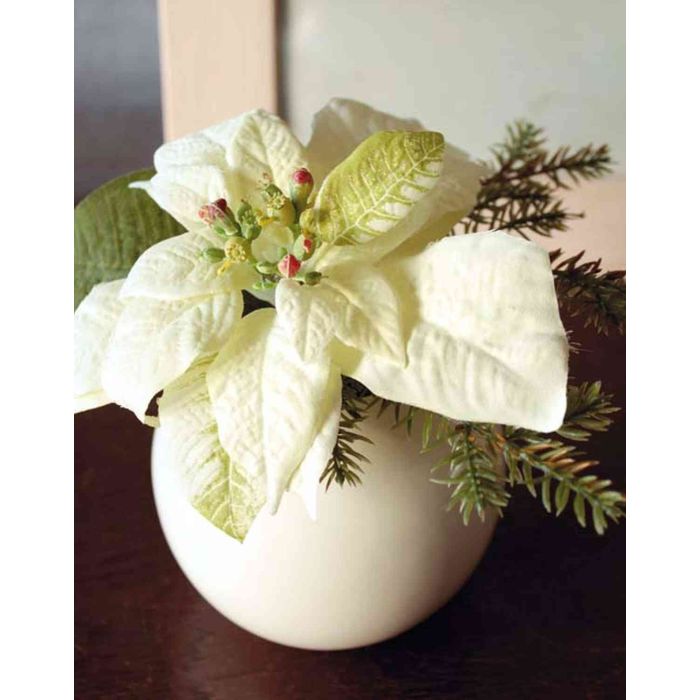 Kunst Weihnachtsstern WANDA, creme-grn, 14cm
