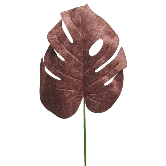 Samt Philodendron Monstera Deliciosa Blatt AOSHUN, braun, 70cm
