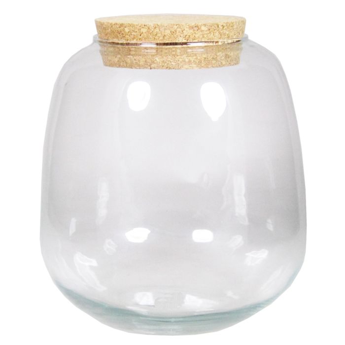 Glasdose YASIL mit Korkdeckel, klar, 20cm, Ø17cm