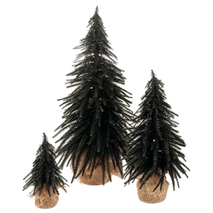Plastik Tannenbaum ATBARA im Jutesack, mit Glitzer, schwarz, 50cm