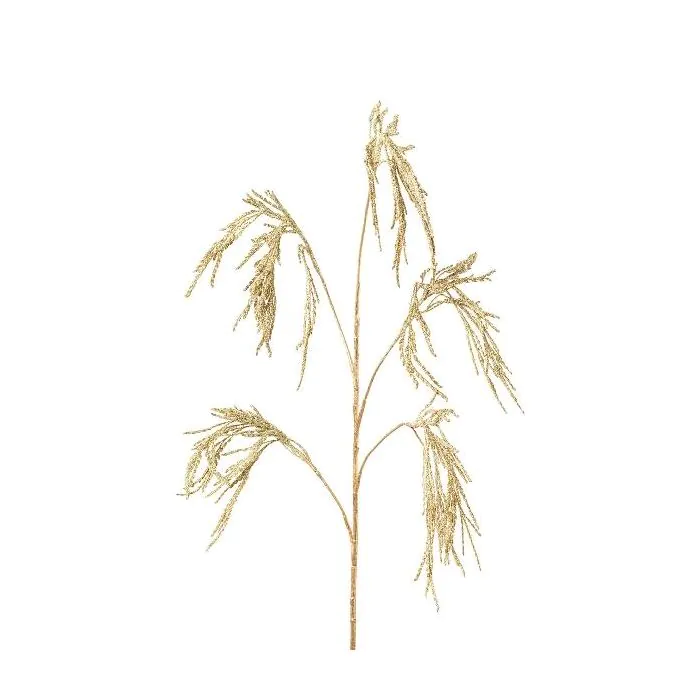 Knstlicher Zweig Reis TROMLE mit hren, hngend, creme-gold, 120cm