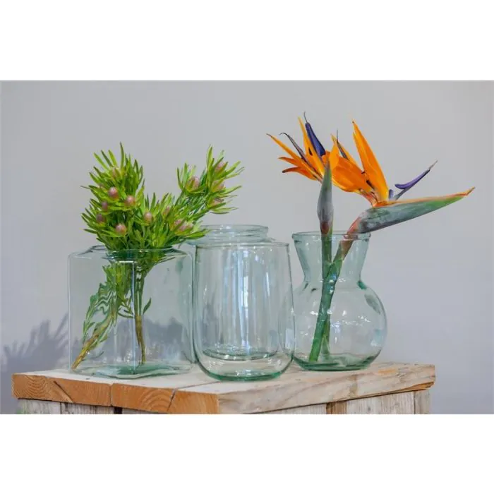 Eckige Deko Blumenvase LUNIK aus Glas, recycelt, klar, 13,5x13,5x17cm