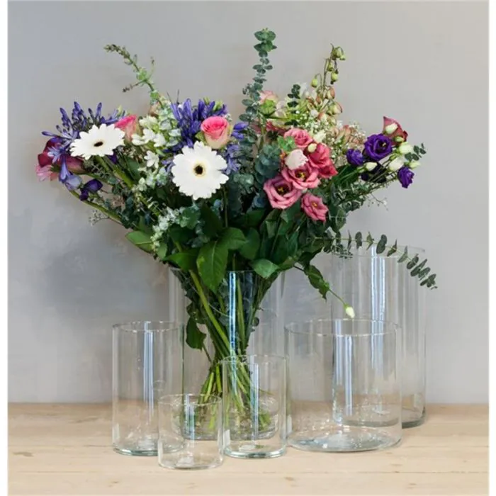 Blumen Vase SANYA OCEAN, Glas, Zylinder, klar, 50cm, Ø19cm