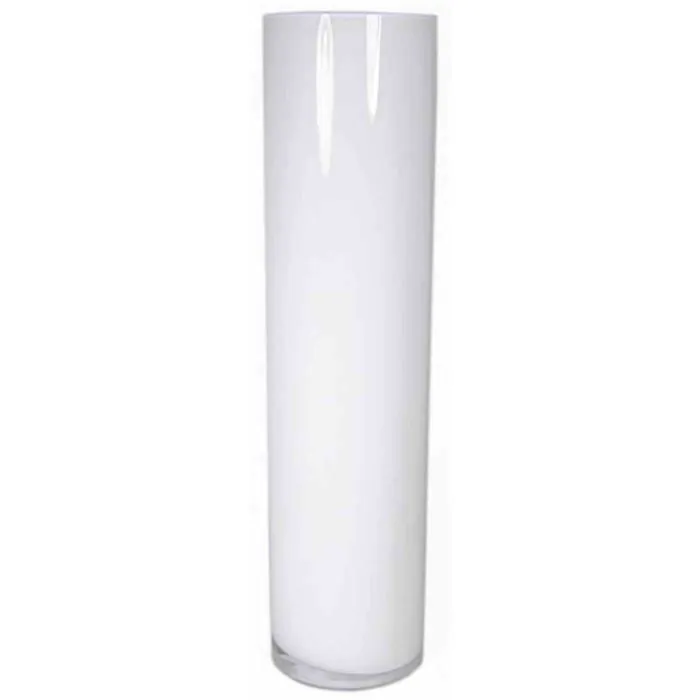 Zylinder Bodenvase SANSA OCEAN, Glas, weiß, 60cm, Ø15cm