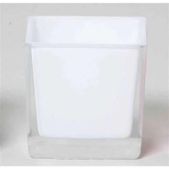 Pflanztopf LEVI aus Glas, wei, 14x14x14cm