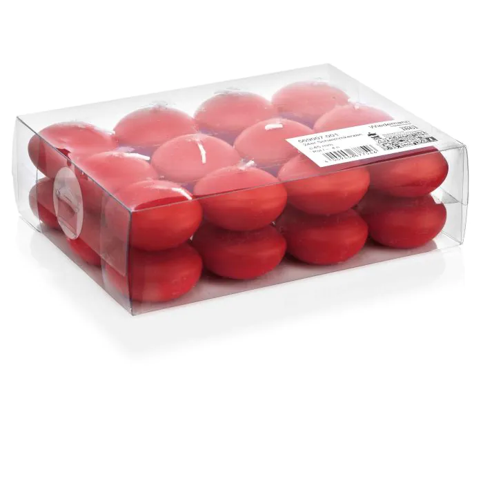 24er Set Schwimmende Kerzen ORNELLA, rot, Ø4,5cm, 4h