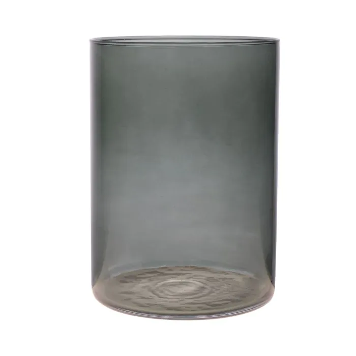 Glasvase Zylinder SANYA EARTH, dunkelgrau-klar, 25cm, Ø18cm