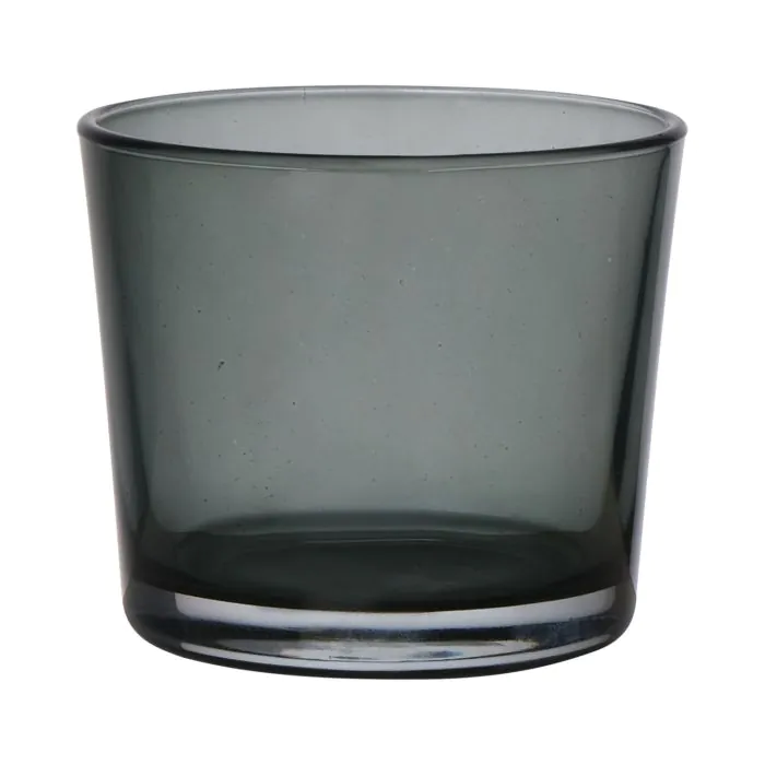 Großes Teelichtglas ALENA VIEW, dunkelgrau transparent, 9cm, Ø10cm