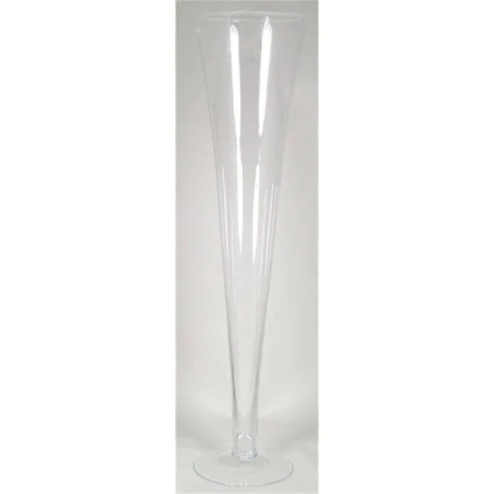 Große Schlanke Bodenvase WANJA, Glas, Standfuß, klar, 100cm, Ø24,5cm
