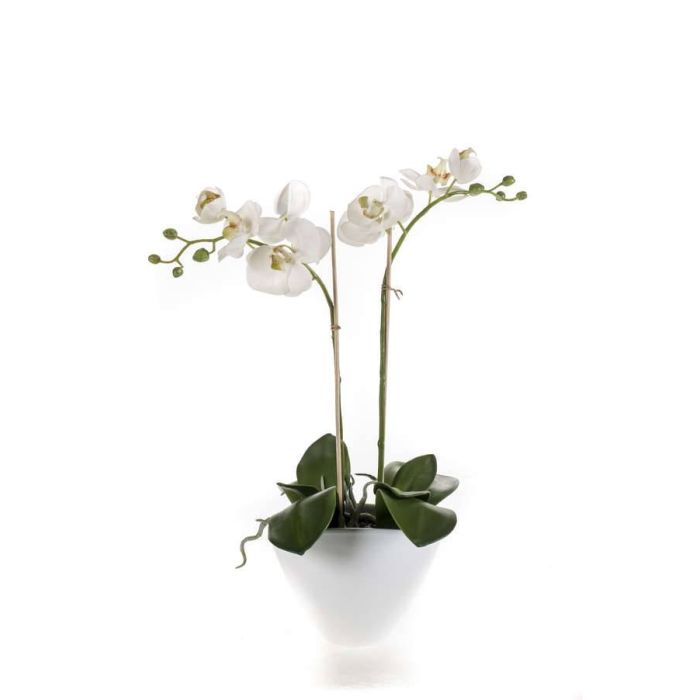Kunst Phalaenopsis Orchidee Duo LAHNA Topf wei 50cm