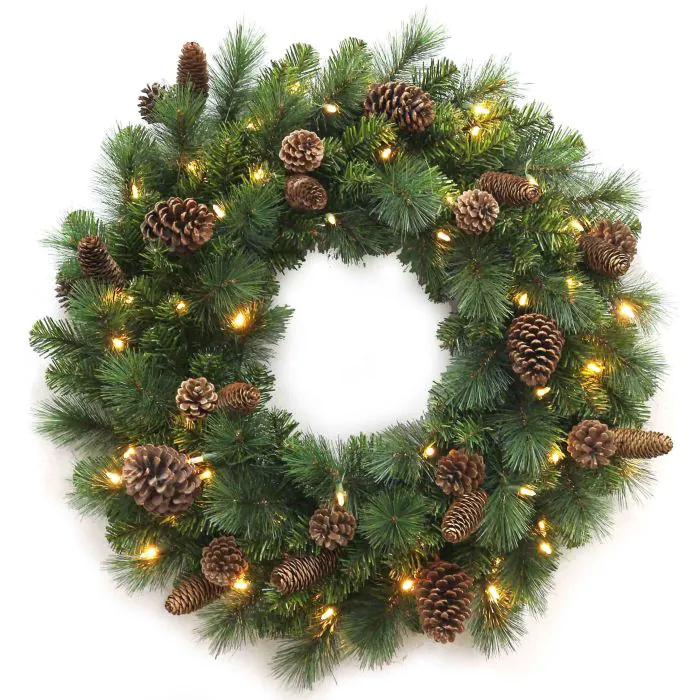Künstlicher Weihnachtskranz KERRY, LEDs, grün, Ø60cm