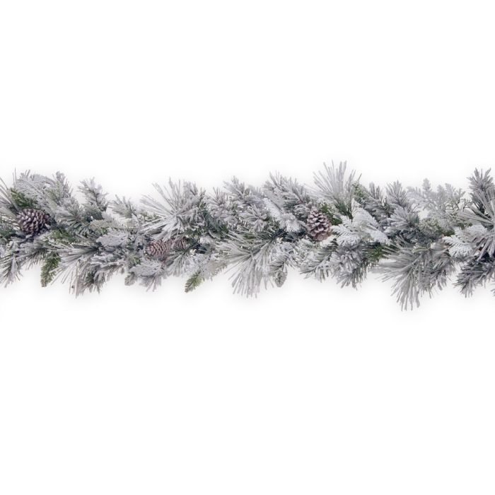Kunst Kiefern Girlande MINSK mit Zapfen, beschneit, 275cm