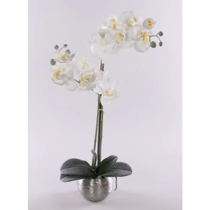 Kunst Phalaenopsis Orchidee KAREN, Topf, gefroren, weiß, 50cm