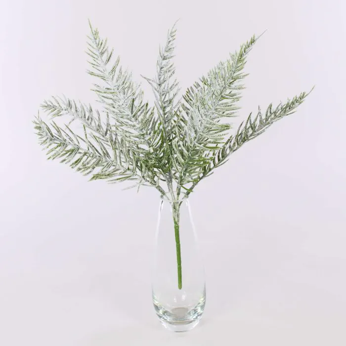 Künstliche Zypresse Strauch ZOLTAN, Steckstab, Glitzer, gefroren, grün, 40cm