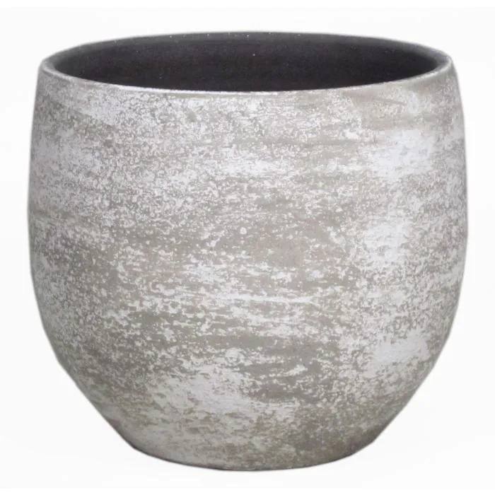 Übertopf AGALMA aus Keramik, Betonoptik, weiß-grau, 25cm, Ø27cm