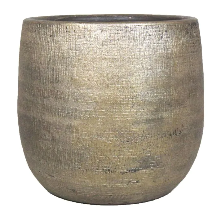 Blumentopf aus Keramik AGAPE mit Maserung, gold, 22cm, 24cm