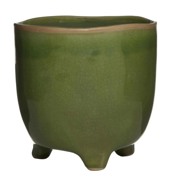 bertopf BAXTER mit Fen, Keramik, Krakelee, grn, 20cm, 20cm