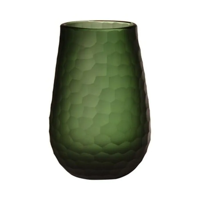 Blumen Vase YEGOR, Glas, Schuppenmuster, grün-klar, 24cm, Ø14cm