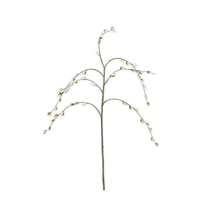Künstlicher Zweig Weidenkätzchen BLONKE mit Blüten, weiß-braun, 85cm