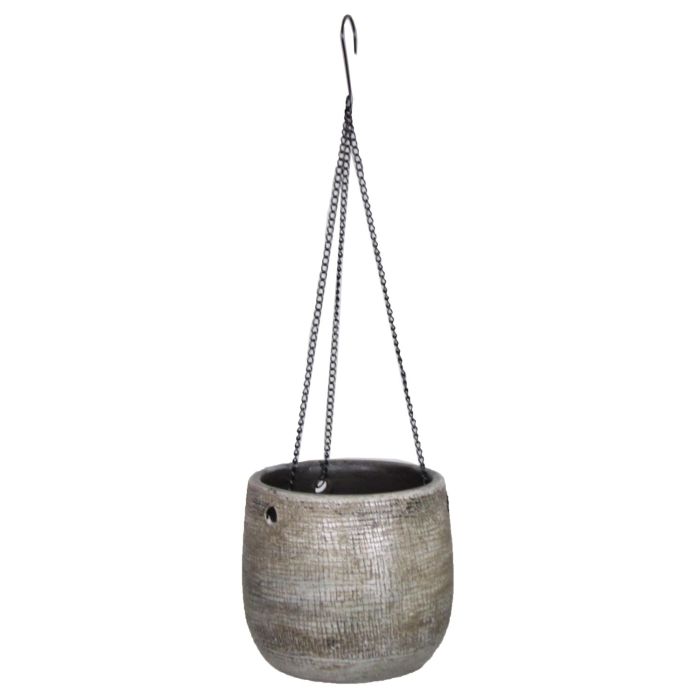 Blumenampel aus Keramik AGAPE mit Maserung, weiß-braun, 13cm, Ø14cm