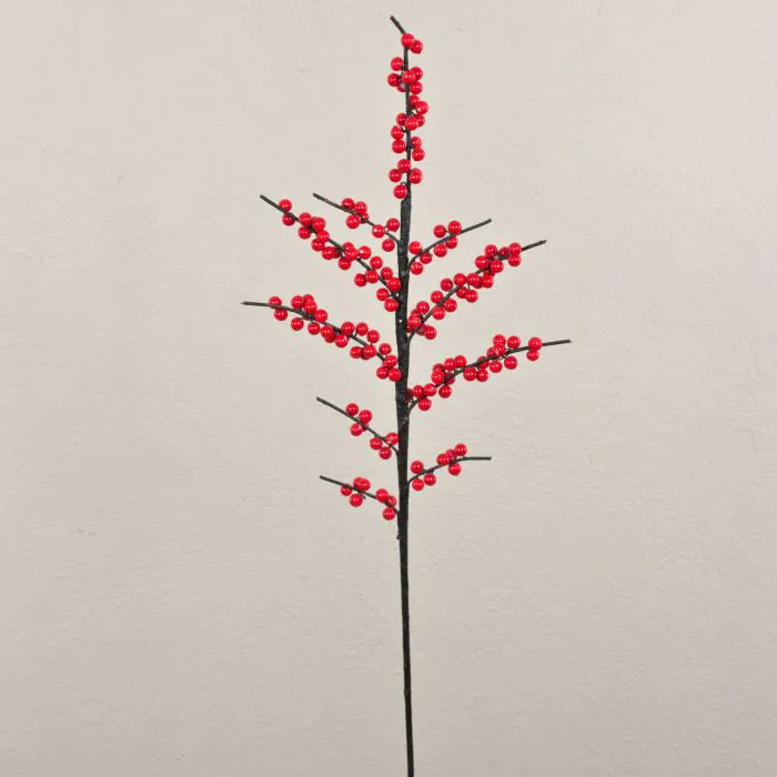 Ilex Zweig knstlich KUNJUAM mit Beeren, rot, 80cm