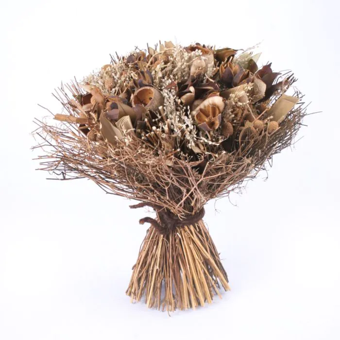Trockenblumen Strauß ZACHARY, braun, 27cm, Ø29,5cm