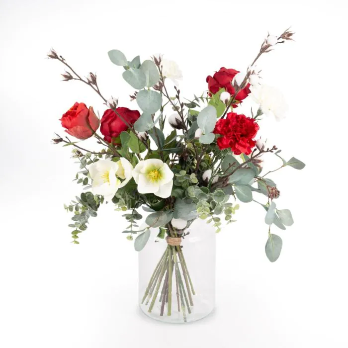 Knstlicher Winter Blumenstrau FUYUMI, rot-wei, 60cm, 40cm