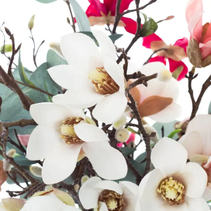 Künstlicher Magnolienstrauß MERISA, weiß-rosa, 70cm, Ø40cm