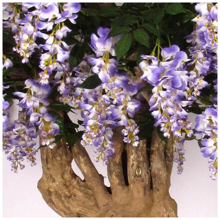 Künstlicher Blauregen ANSELMO, Echtstamm, mit Blüten, weiß, 250cm, Ø180cm