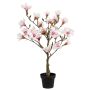 Künstliche Magnolie im Topf 110cm Blütenkopf Ø 5/10/13cm, weiß-rosé
