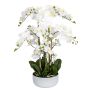 Künstliche Phalaenopsis 18-fach in Keramikschale 88cm Blütenkopf Ø 11cm, weiß-gelb