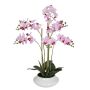 Künstliche Phalaenopsis 6-fach in Keramikschale 60cm Blütenkopf Ø 5,5/6cmØ Mitte 20cm Ø unten 9,5cm, weiß-rosé