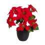 Künstliche Poinsettia x 7 im Topf 40cm Blütenkopf Ø 14/19cm, rot