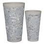 Keramik Blumentopf AMELIOS mit Mosaikmuster, 20 Stück, outdoor, grau, 37cm, 55cm/Ø30-Ø52cm