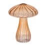 Glasvase PULCHERIA, Pilz Form, Rillen, amber-klar, 13cm, Ø10cm
