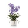 Künstliche Vanda Orchidee PAVRA im Keramiktopf, Wurzeln, violett-weiß, 60cm