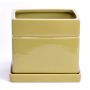 Eckiger Pflanztopf ALVOS aus Keramik, khaki, 13x13x11cm