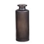 Glas Flasche Vase EMANUELA, Rillenmuster, anthrazit-metallic, 13,2cm, Ø5,2cm