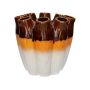 Keramikvase WIKTORIA mit 8 Öffnungen, braun-orange-weiß, 24cm, Ø24cm