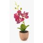 Plastik Orchidee Phalaenopsis LEONISA im Terrakottatopf, fuchsia, 20cm
