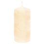Stumpenkerze ANDRIANE mit Seerosenblatt Motiv, creme, 15cm, Ø7cm, 63h
